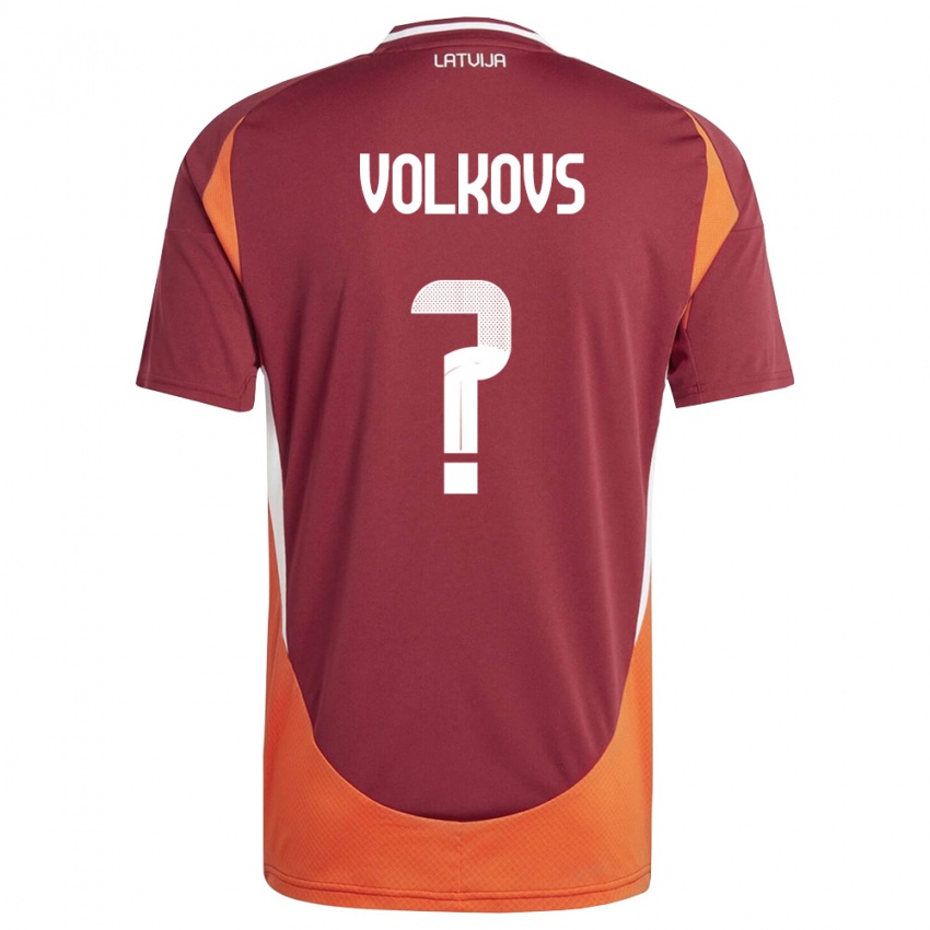 ילדים לטביה Kristers Volkovs #0 אדום עמוק לבן כתום ג'רזי ביתית 26-28 חולצה קצרה