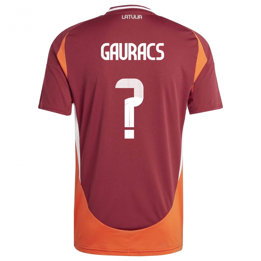 ילדים לטביה Enriko Gauracs #0 אדום עמוק לבן כתום ג'רזי ביתית 26-28 חולצה קצרה