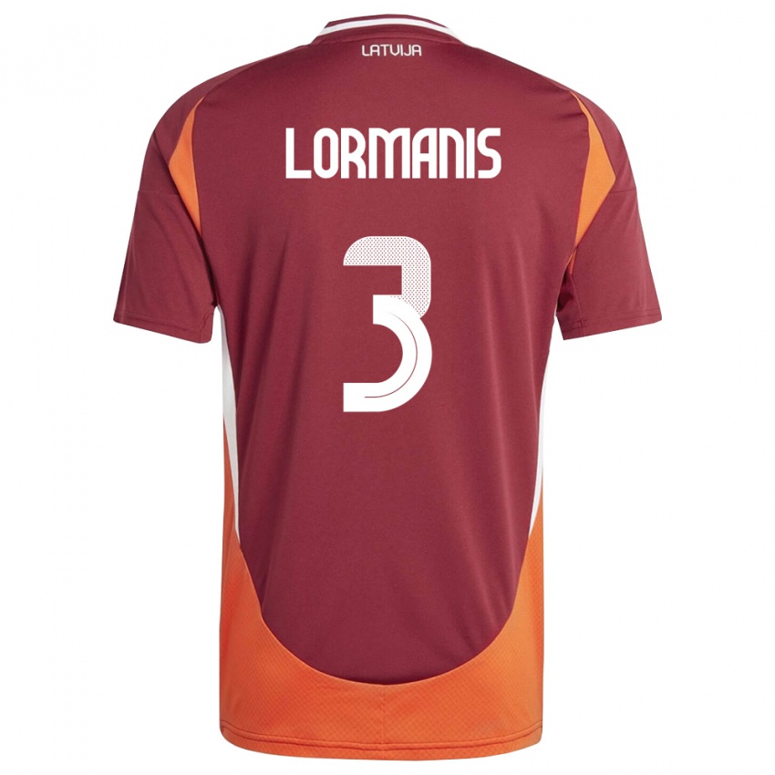 ילדים לטביה Martins Lormanis #3 אדום עמוק לבן כתום ג'רזי ביתית 26-28 חולצה קצרה