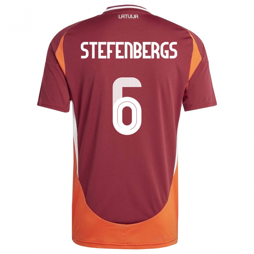 ילדים לטביה Linarts Stefenbergs #6 אדום עמוק לבן כתום ג'רזי ביתית 26-28 חולצה קצרה
