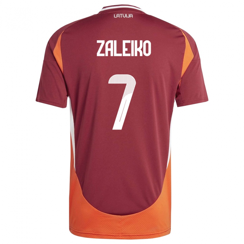 ילדים לטביה Glebs Zaleiko #7 אדום עמוק לבן כתום ג'רזי ביתית 26-28 חולצה קצרה