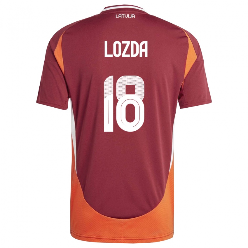 ילדים לטביה Linards Lozda #18 אדום עמוק לבן כתום ג'רזי ביתית 26-28 חולצה קצרה