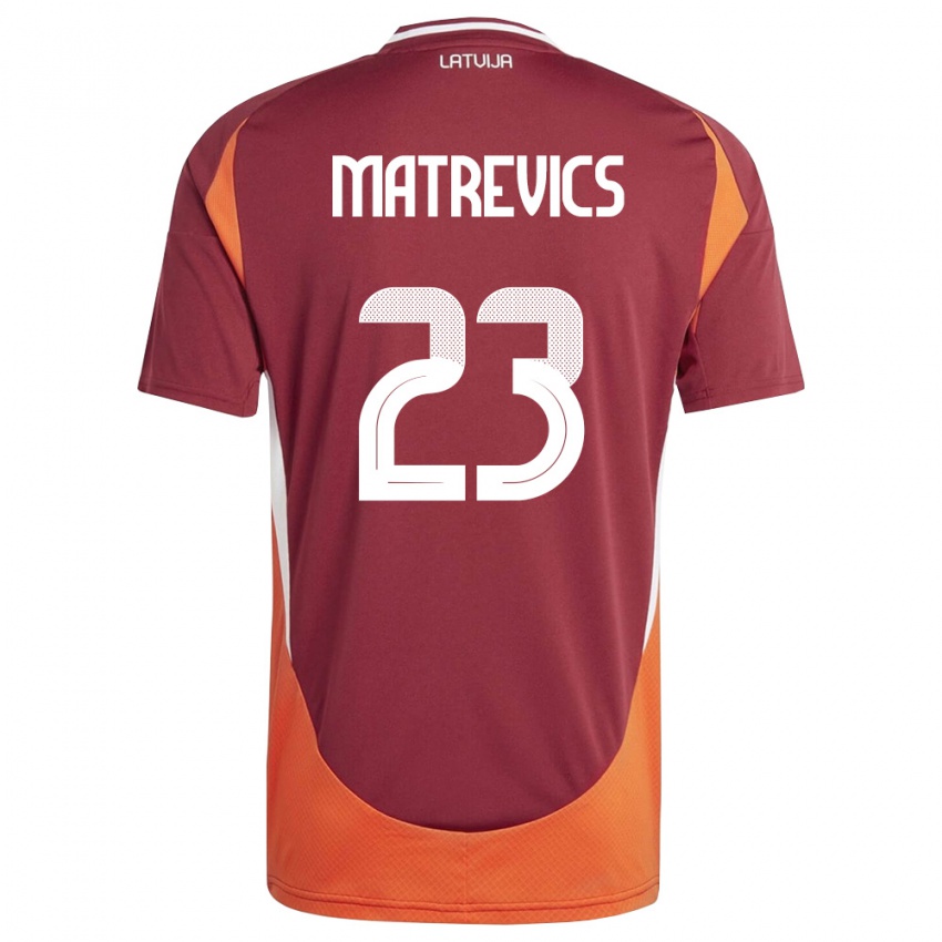 ילדים לטביה Rihards Matrevics #23 אדום עמוק לבן כתום ג'רזי ביתית 26-28 חולצה קצרה