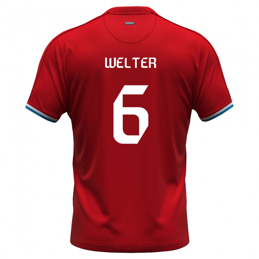 ילדים לוקסמבורג Scott Welter #6 אדום לבן כחול ג'רזי ביתית 26-28 חולצה קצרה