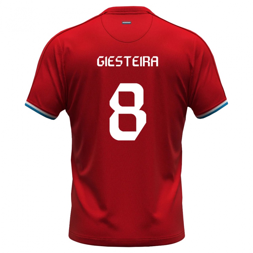 ילדים לוקסמבורג Bruno Giesteira #8 אדום לבן כחול ג'רזי ביתית 26-28 חולצה קצרה