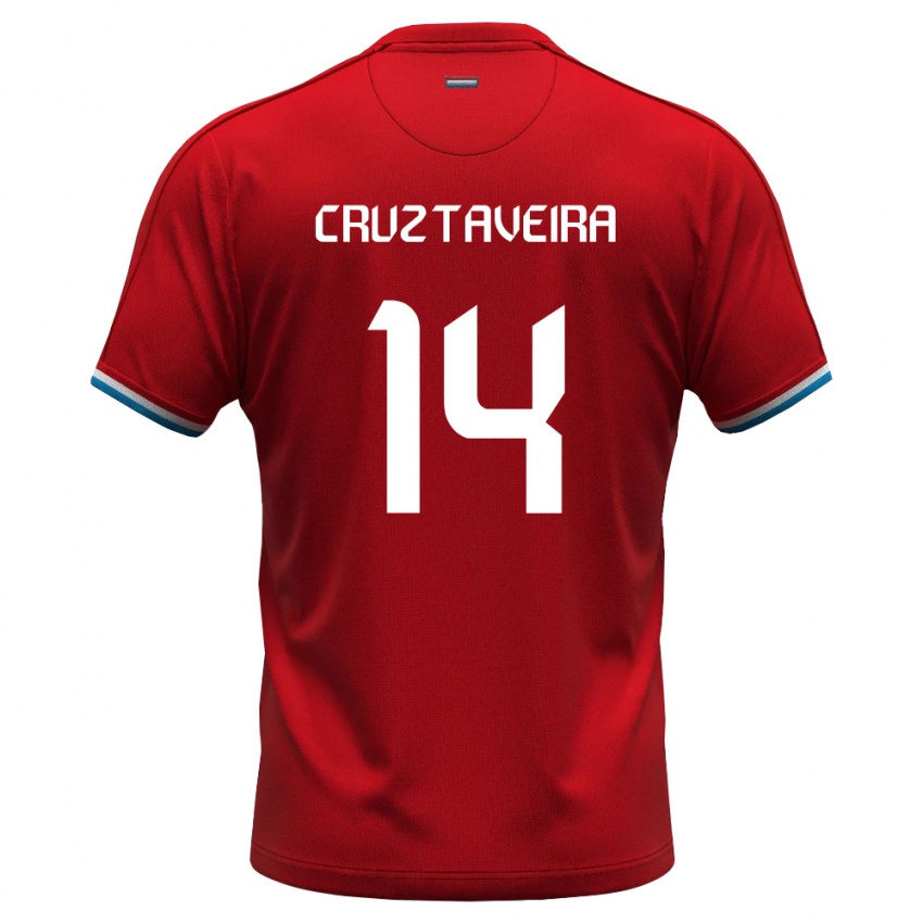 ילדים לוקסמבורג Edson Cruz Taveira #14 אדום לבן כחול ג'רזי ביתית 26-28 חולצה קצרה