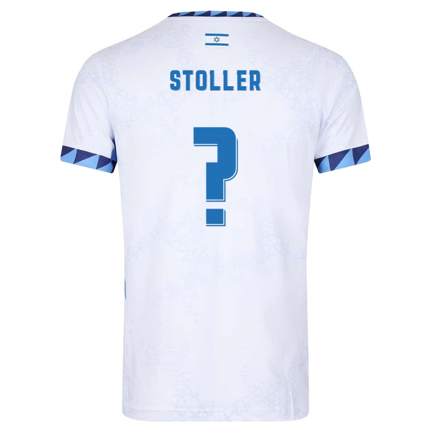 ילדים ישראל Tamir Stoller #0 לבן כחול בהיר ג'רזי ביתית 26-28 חולצה קצרה