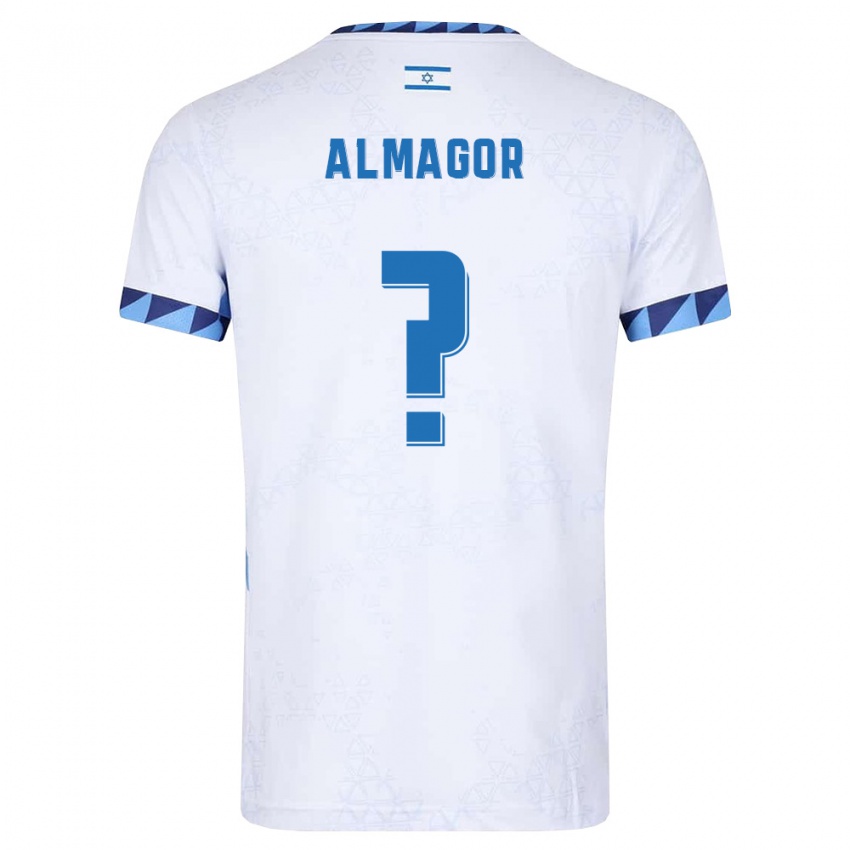 ילדים ישראל Ohad Almagor #0 לבן כחול בהיר ג'רזי ביתית 26-28 חולצה קצרה