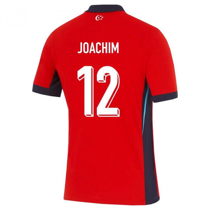 ילדים סינגפור Angelo Joachim #12 אדום לבן שחור ג'רזי ביתית 26-28 חולצה קצרה