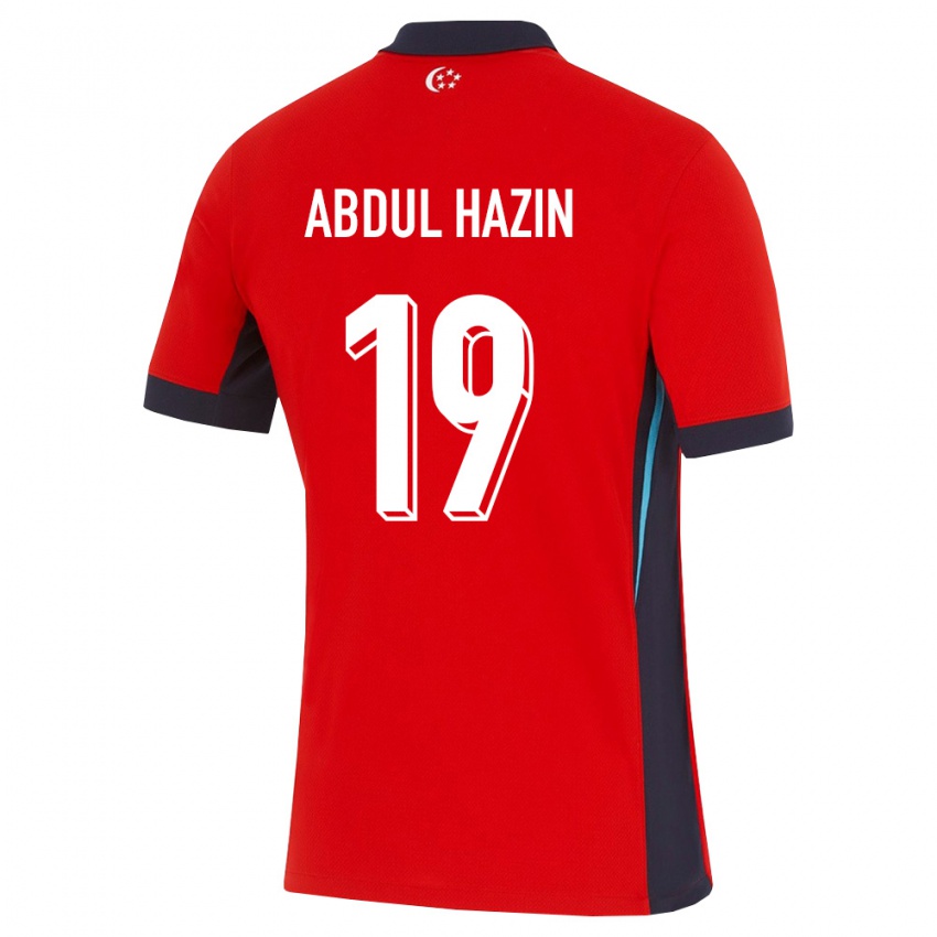 ילדים סינגפור Danish Abdul Hazin #19 אדום לבן שחור ג'רזי ביתית 26-28 חולצה קצרה