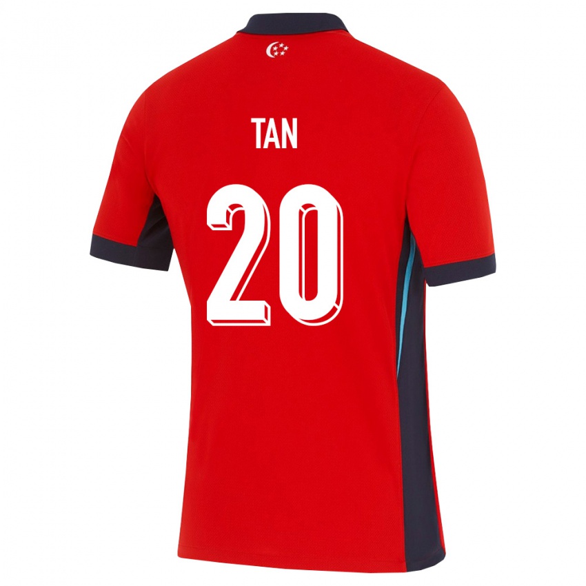 ילדים סינגפור Joel Tan #20 אדום לבן שחור ג'רזי ביתית 26-28 חולצה קצרה