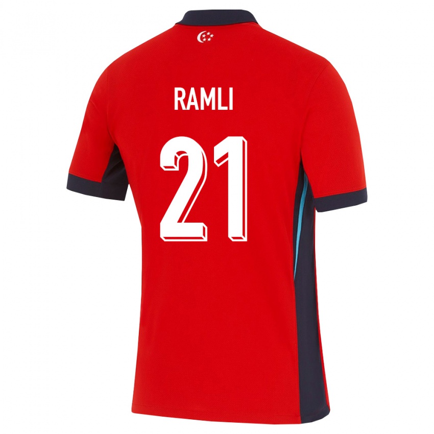 ילדים סינגפור Rasul Ramli #21 אדום לבן שחור ג'רזי ביתית 26-28 חולצה קצרה