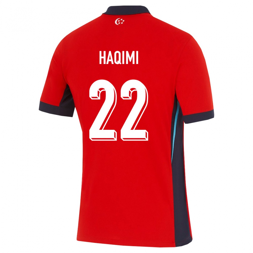 ילדים סינגפור Danish Haqimi #22 אדום לבן שחור ג'רזי ביתית 26-28 חולצה קצרה