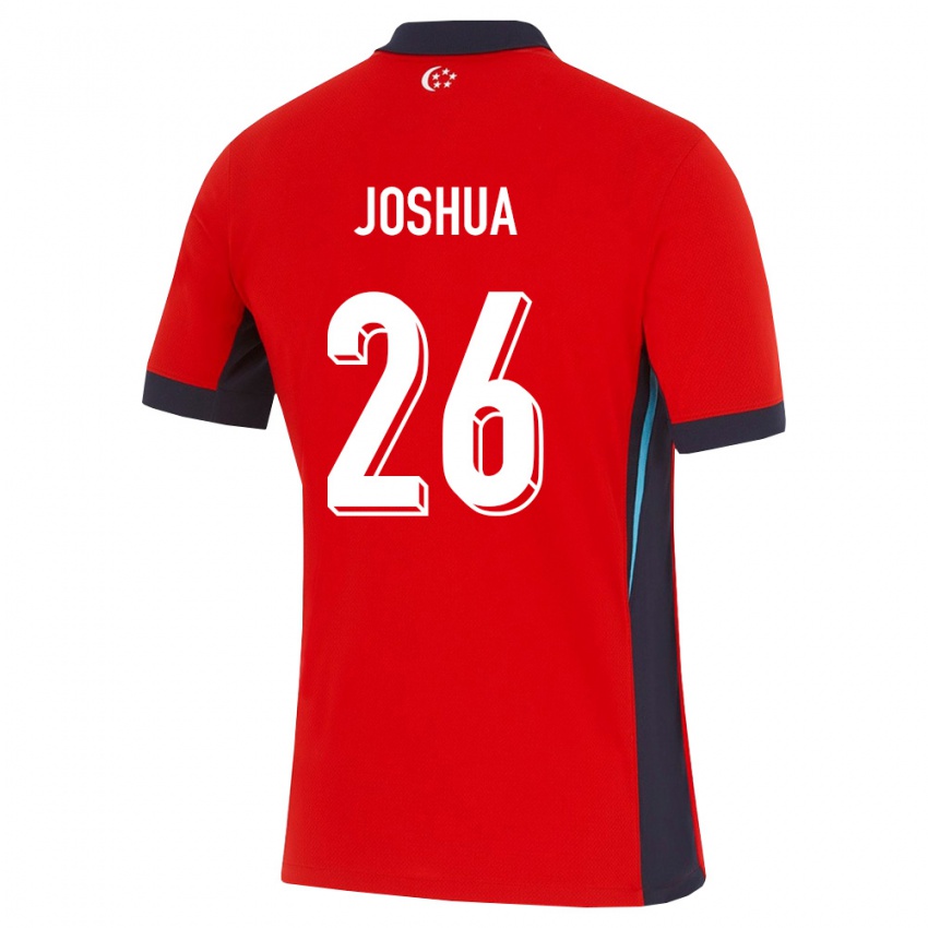 ילדים סינגפור Joshua Pereira #26 אדום לבן שחור ג'רזי ביתית 26-28 חולצה קצרה