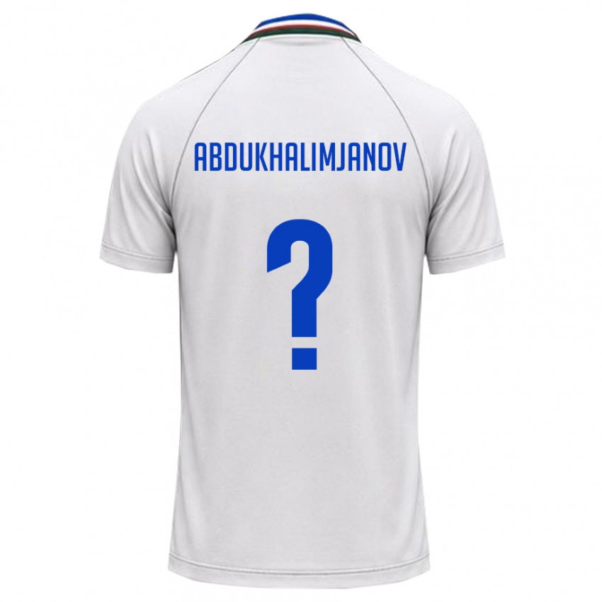 ילדים אוזבקיסטן Timur Abdukhalimjanov #0 לבן ירוק כהה הרחק ג'רזי 26-28 חולצה קצרה