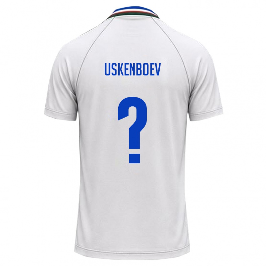 ילדים אוזבקיסטן Diyor Uskenboev #0 לבן ירוק כהה הרחק ג'רזי 26-28 חולצה קצרה