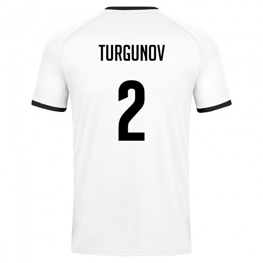 ילדים אוזבקיסטן Kakhramon Turgunov #2 לבן ירוק כהה הרחק ג'רזי 26-28 חולצה קצרה