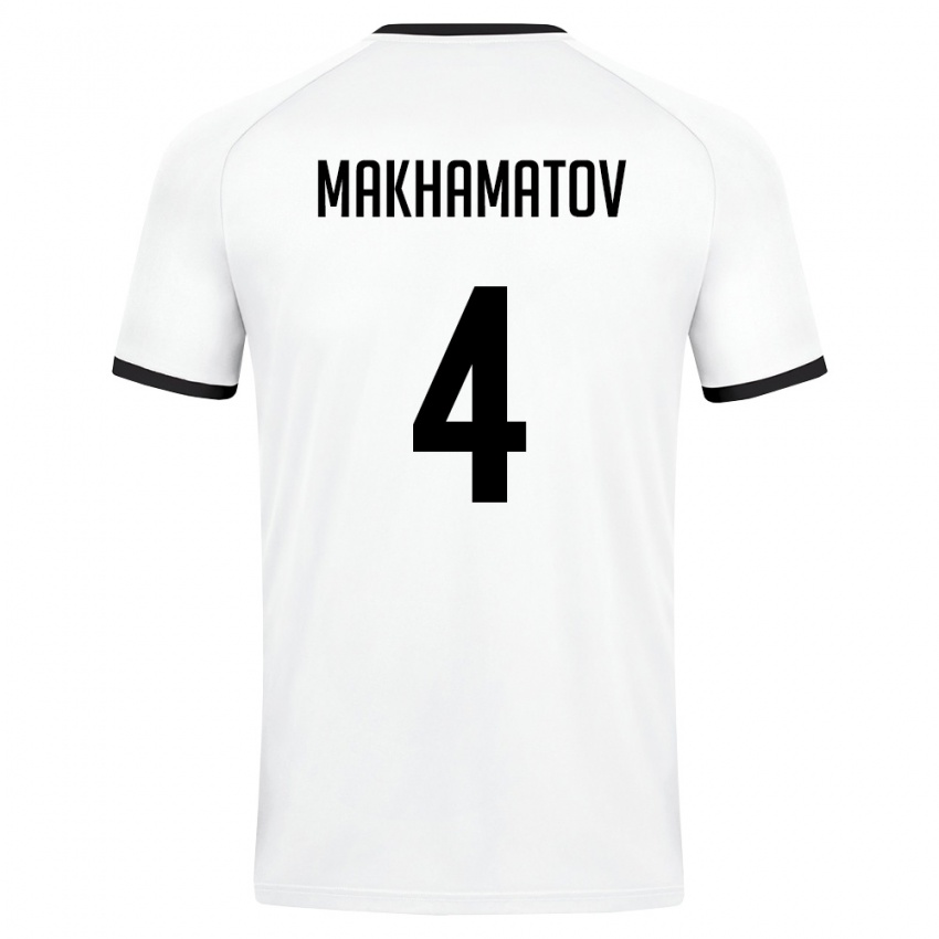 ילדים אוזבקיסטן Abdushukur Makhamatov #4 לבן ירוק כהה הרחק ג'רזי 26-28 חולצה קצרה