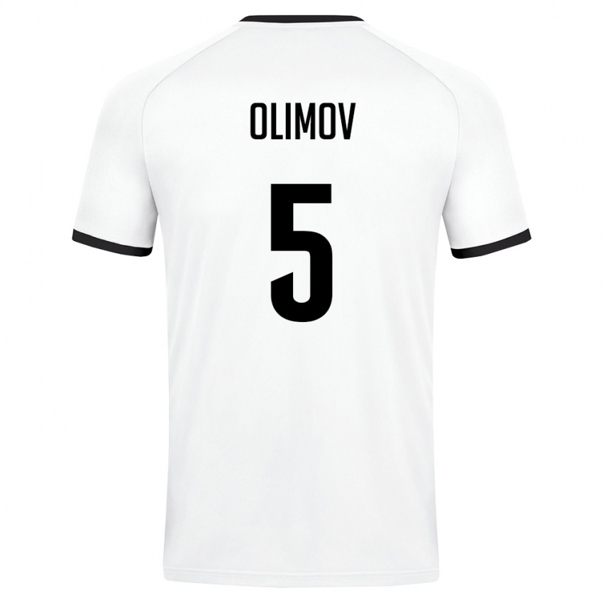 ילדים אוזבקיסטן Elsevar Olimov #5 לבן ירוק כהה הרחק ג'רזי 26-28 חולצה קצרה