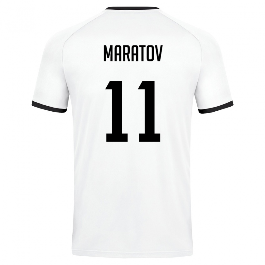 ילדים אוזבקיסטן Ulugbek Maratov #11 לבן ירוק כהה הרחק ג'רזי 26-28 חולצה קצרה