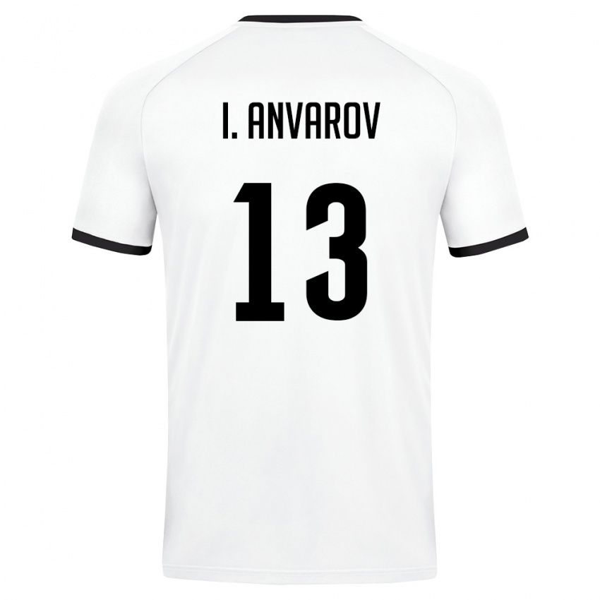 ילדים אוזבקיסטן Islom Anvarov #13 לבן ירוק כהה הרחק ג'רזי 26-28 חולצה קצרה