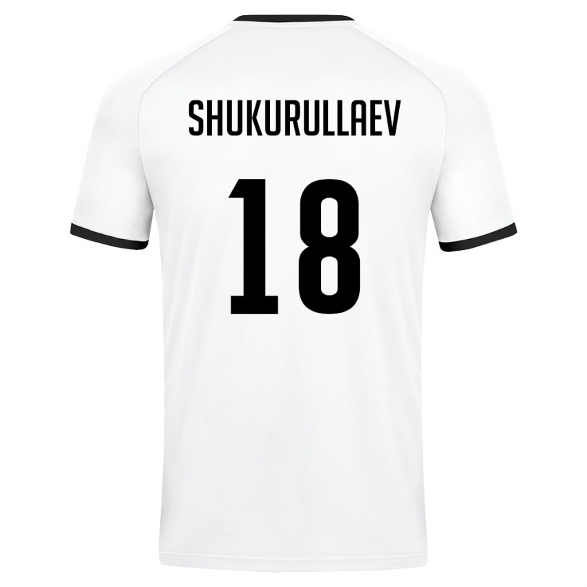ילדים אוזבקיסטן Abubakir Shukurullaev #18 לבן ירוק כהה הרחק ג'רזי 26-28 חולצה קצרה