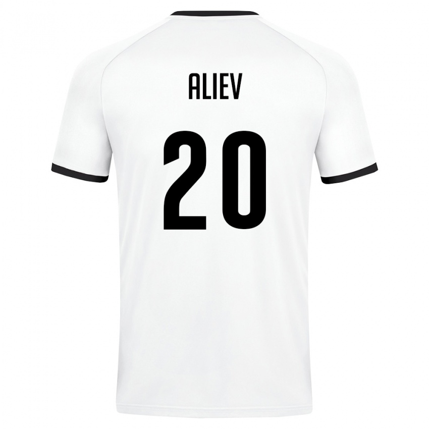 ילדים אוזבקיסטן Rustam Aliev #20 לבן ירוק כהה הרחק ג'רזי 26-28 חולצה קצרה
