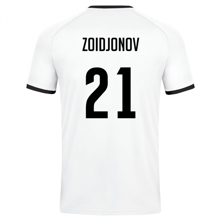 ילדים אוזבקיסטן Abdulboriy Zoidjonov #21 לבן ירוק כהה הרחק ג'רזי 26-28 חולצה קצרה