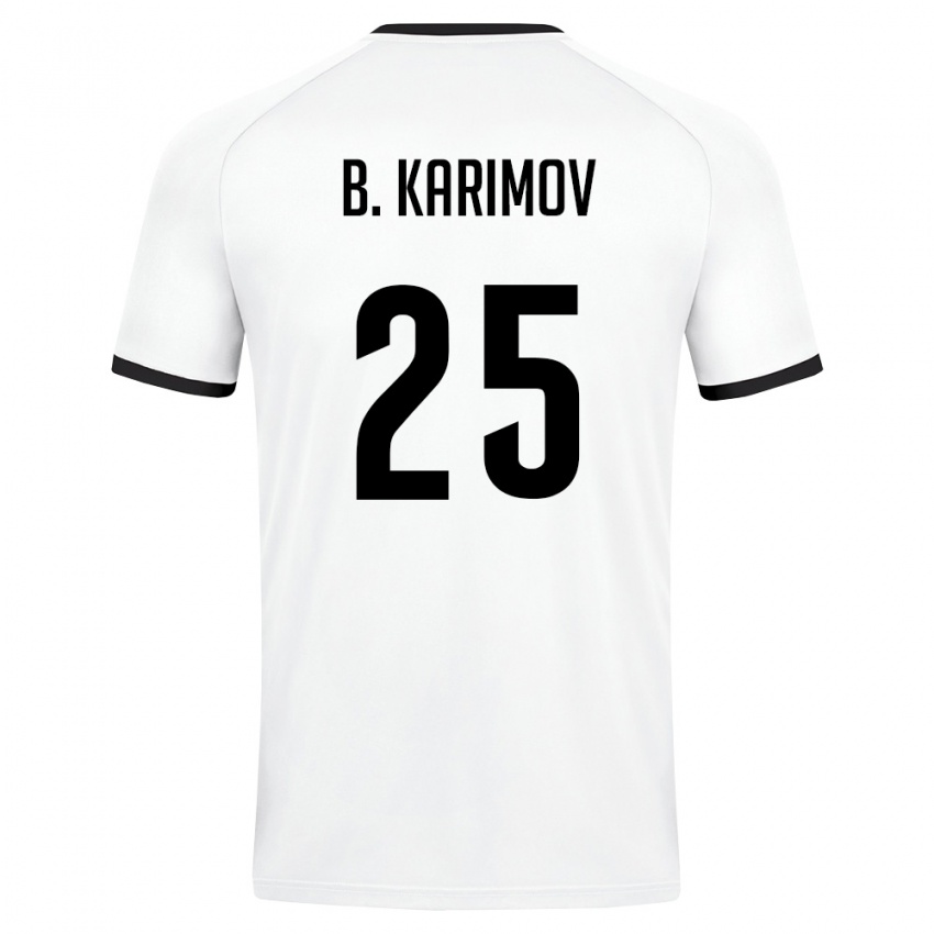 ילדים אוזבקיסטן Bekhruz Karimov #25 לבן ירוק כהה הרחק ג'רזי 26-28 חולצה קצרה