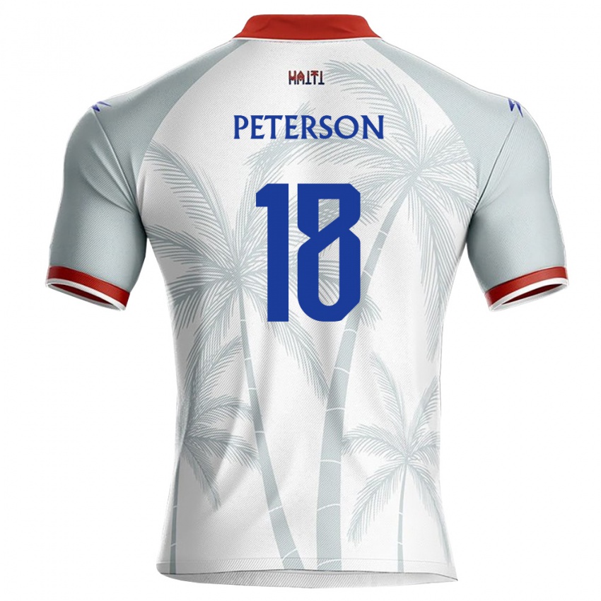 ילדים האיטי Peterson Joseph #18 לבן אדום אפור הרחק ג'רזי 26-28 חולצה קצרה