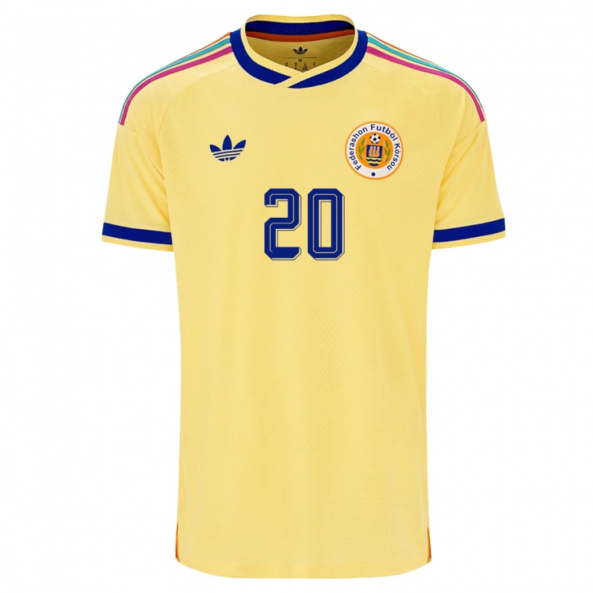 ילדים קוראסאו Kevin Davis #20 צהוב כהה ורוד הרחק ג'רזי 26-28 חולצה קצרה