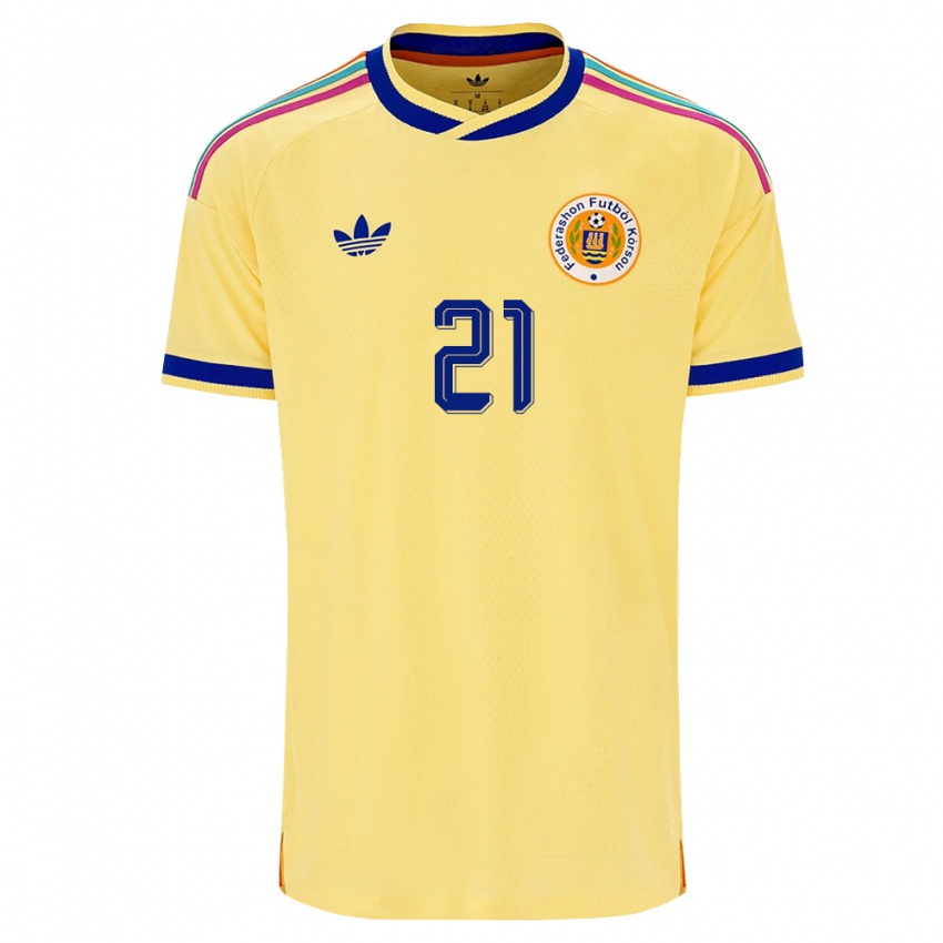 ילדים קוראסאו Jurvensly Giterson #21 צהוב כהה ורוד הרחק ג'רזי 26-28 חולצה קצרה