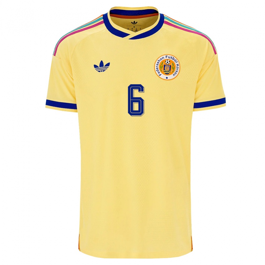 ילדים קוראסאו Godfried Roemeratoe #6 צהוב כהה ורוד הרחק ג'רזי 26-28 חולצה קצרה