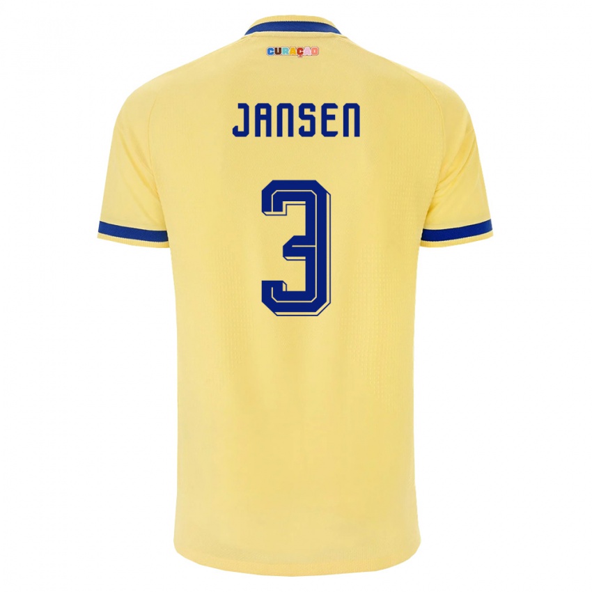 ילדים קוראסאו Mart Jansen #3 צהוב כהה ורוד הרחק ג'רזי 26-28 חולצה קצרה