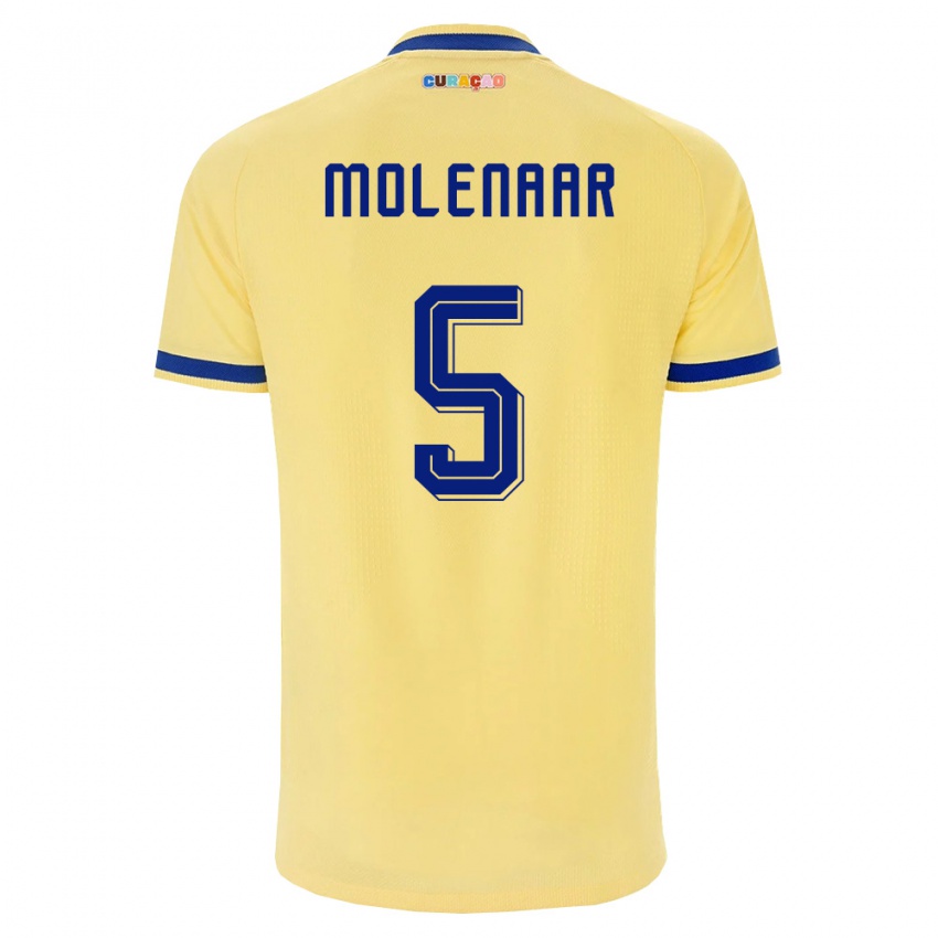 ילדים קוראסאו Jayron Molenaar #5 צהוב כהה ורוד הרחק ג'רזי 26-28 חולצה קצרה