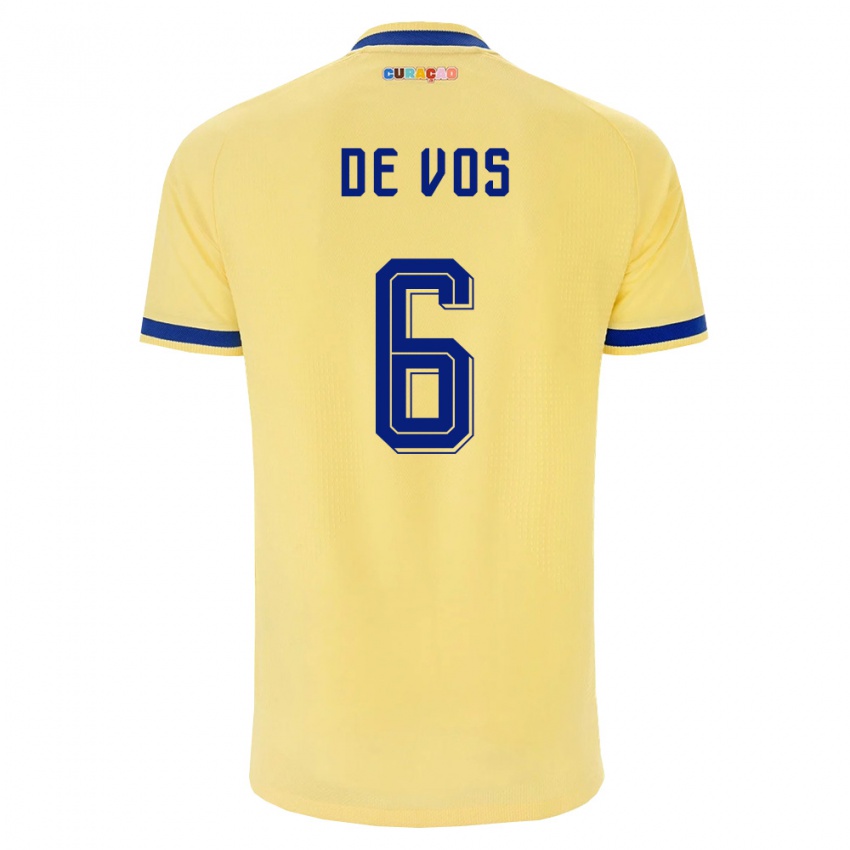 ילדים קוראסאו James De Vos #6 צהוב כהה ורוד הרחק ג'רזי 26-28 חולצה קצרה