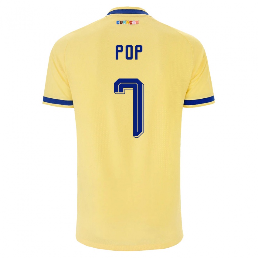 ילדים קוראסאו Cristian Pop #7 צהוב כהה ורוד הרחק ג'רזי 26-28 חולצה קצרה