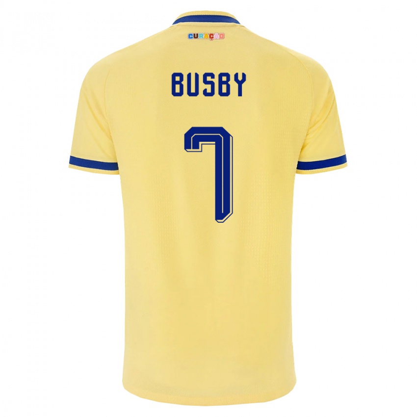 ילדים קוראסאו Dayvi Busby #7 צהוב כהה ורוד הרחק ג'רזי 26-28 חולצה קצרה
