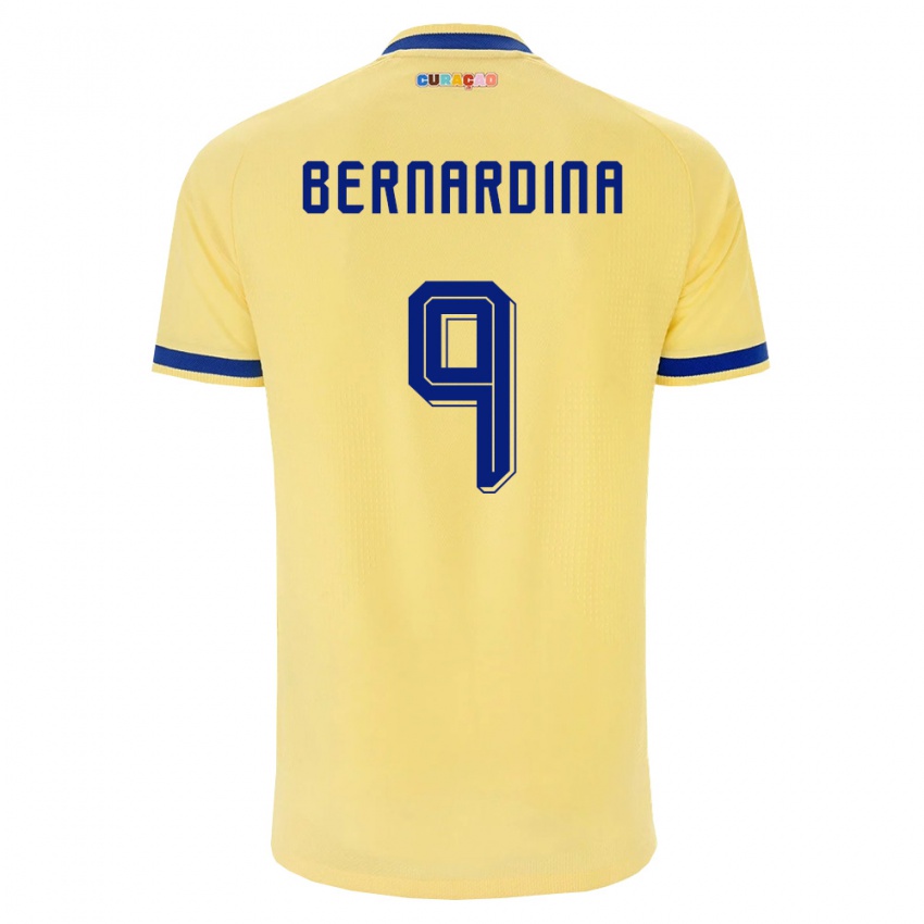 ילדים קוראסאו Damiënthly Bernardina #9 צהוב כהה ורוד הרחק ג'רזי 26-28 חולצה קצרה