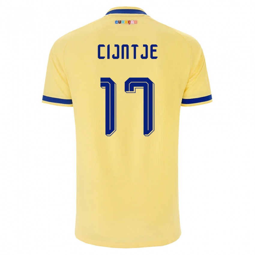 ילדים קוראסאו Jayden Cijntje #17 צהוב כהה ורוד הרחק ג'רזי 26-28 חולצה קצרה