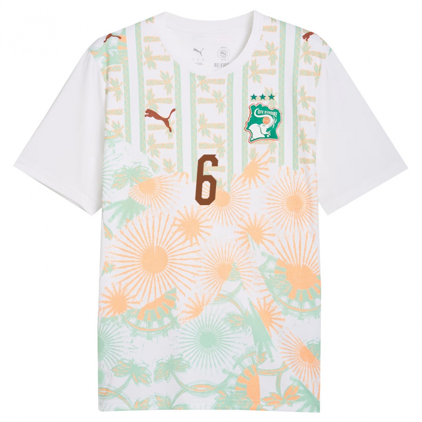 ילדים חוף השנהב Abdoulaye Djire #6 לבן כתום ירוק הרחק ג'רזי 26-28 חולצה קצרה