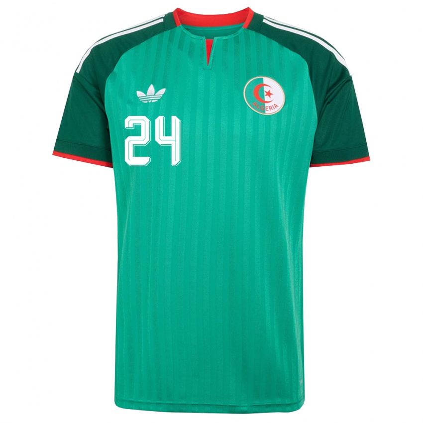 ילדים אלג'יריה Tahar Mohamed Akbache #24 ירוק אדום לבן הרחק ג'רזי 26-28 חולצה קצרה