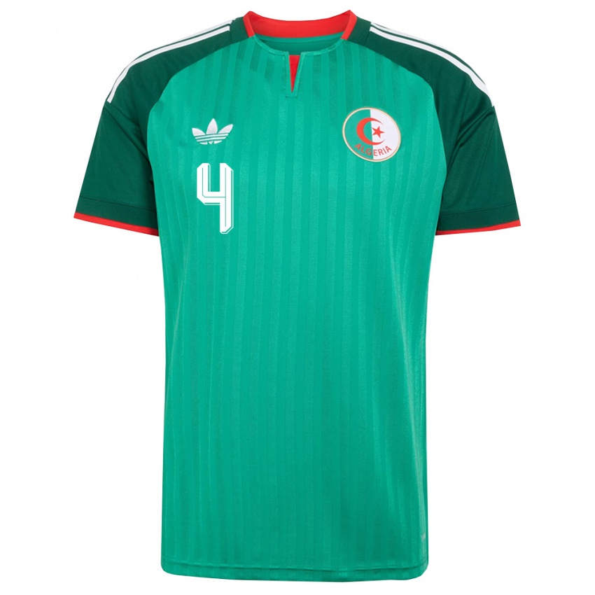 ילדים אלג'יריה Mahmoud Noubli #4 ירוק אדום לבן הרחק ג'רזי 26-28 חולצה קצרה