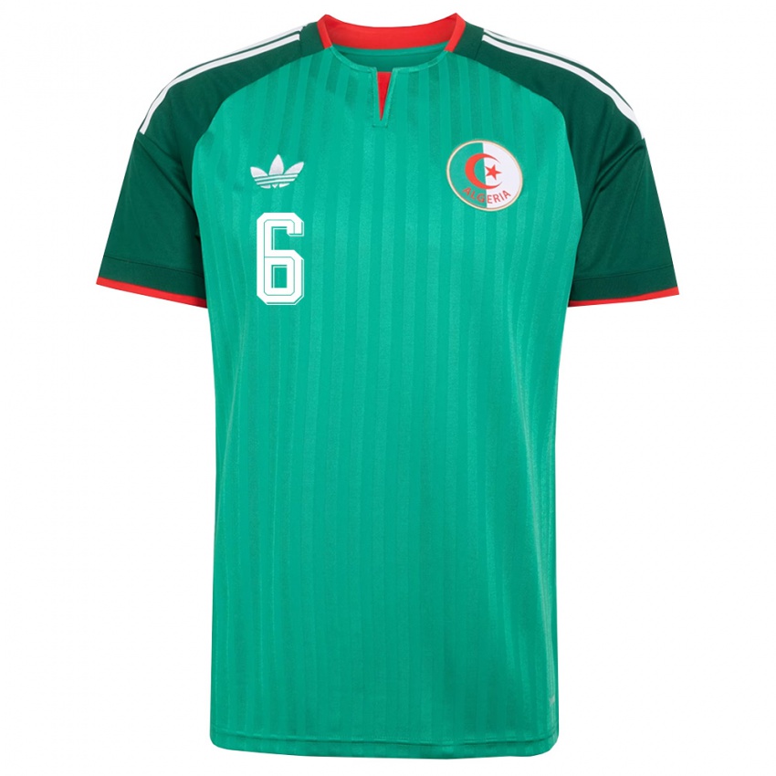ילדים אלג'יריה Ali Sadji #6 ירוק אדום לבן הרחק ג'רזי 26-28 חולצה קצרה
