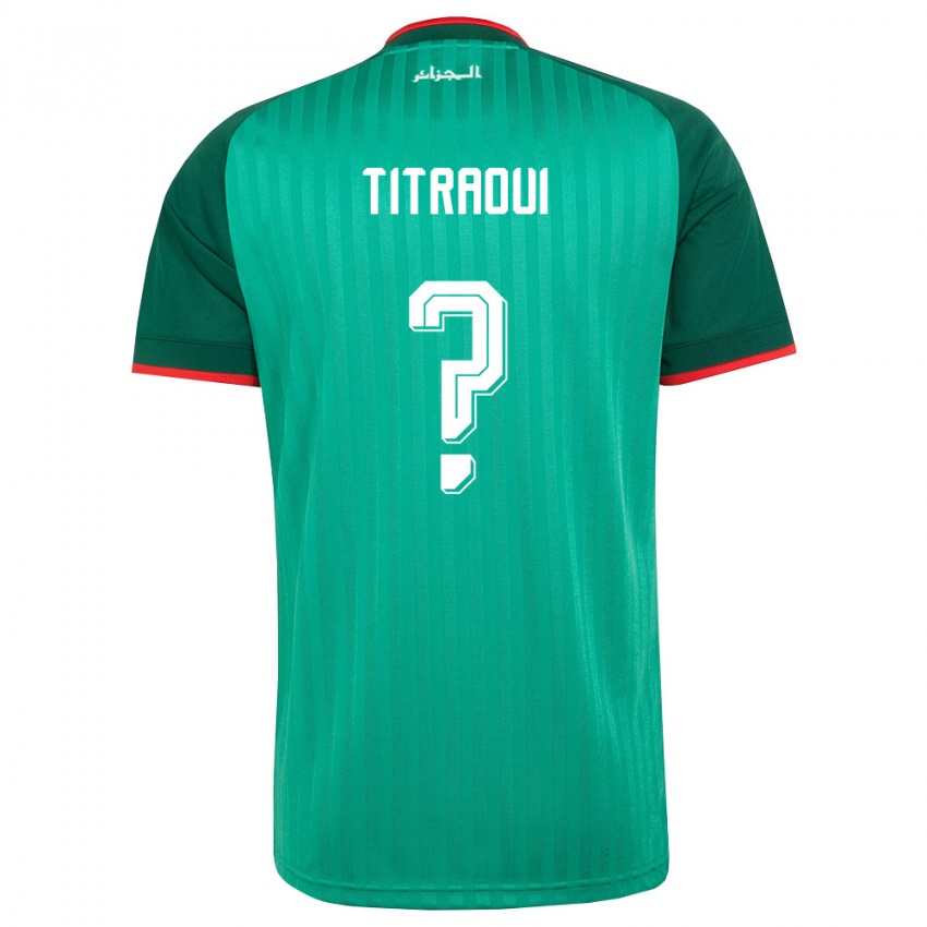 ילדים אלג'יריה Yassine Titraoui #0 ירוק אדום לבן הרחק ג'רזי 26-28 חולצה קצרה