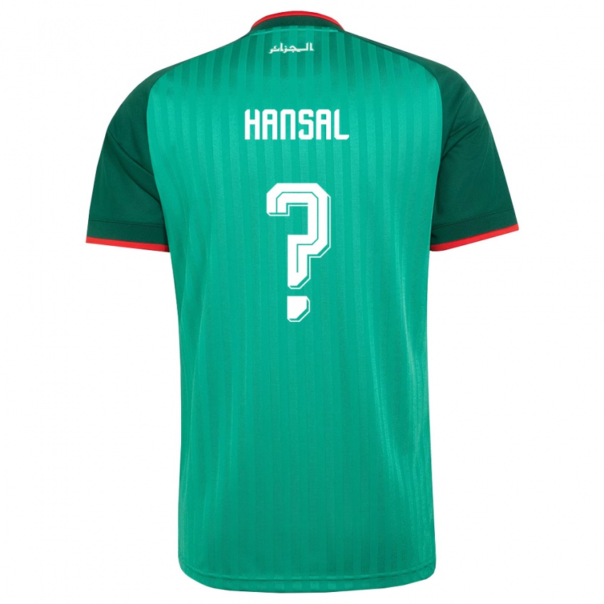 ילדים אלג'יריה Younes Hansal #0 ירוק אדום לבן הרחק ג'רזי 26-28 חולצה קצרה