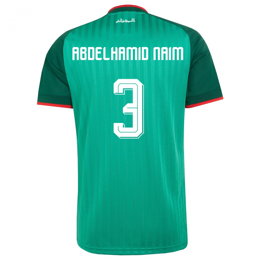 ילדים אלג'יריה Issam Abdelhamid Naim #3 ירוק אדום לבן הרחק ג'רזי 26-28 חולצה קצרה