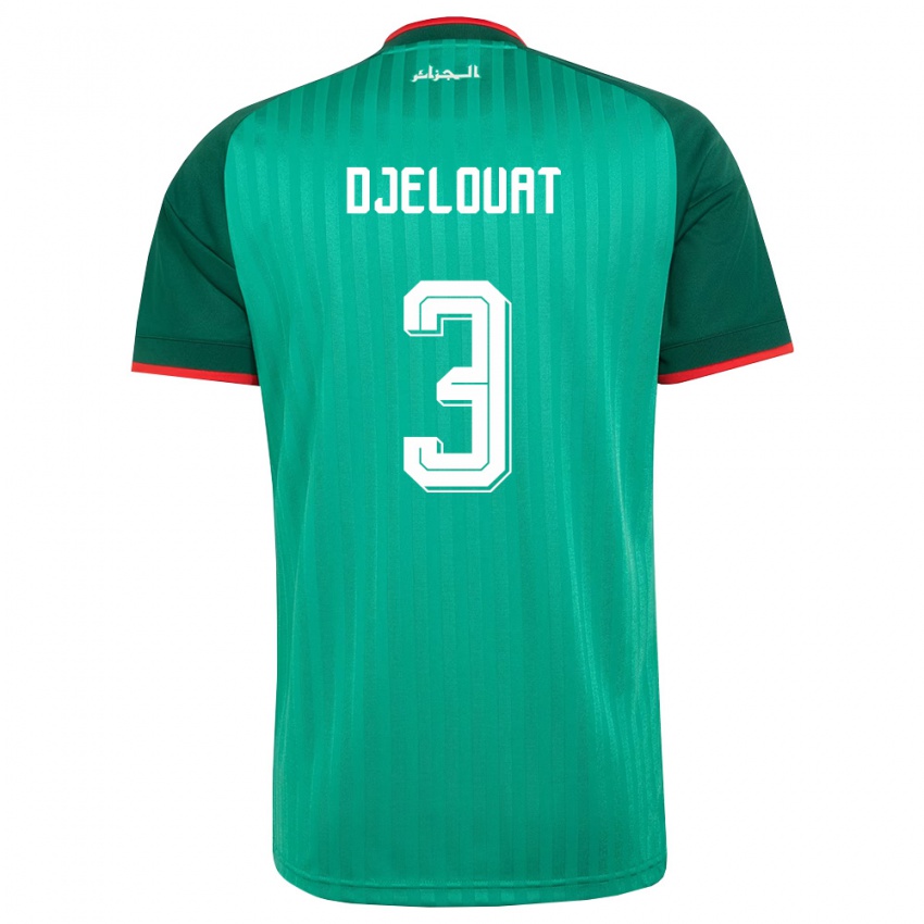 ילדים אלג'יריה Mohammed El Amine Djelouat #3 ירוק אדום לבן הרחק ג'רזי 26-28 חולצה קצרה