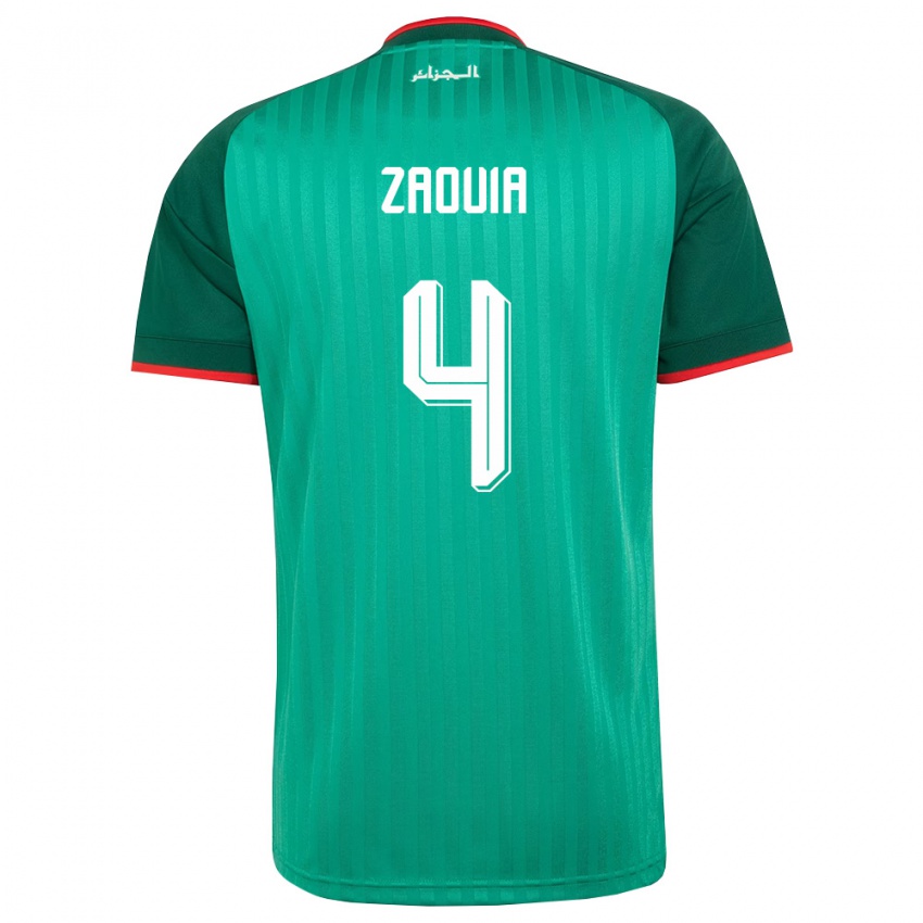 ילדים אלג'יריה Mohammed El Amine Zaouia #4 ירוק אדום לבן הרחק ג'רזי 26-28 חולצה קצרה