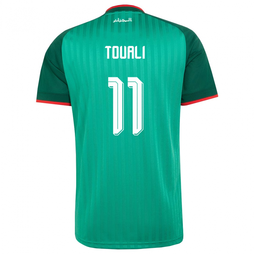 ילדים אלג'יריה Khalil Touali #11 ירוק אדום לבן הרחק ג'רזי 26-28 חולצה קצרה